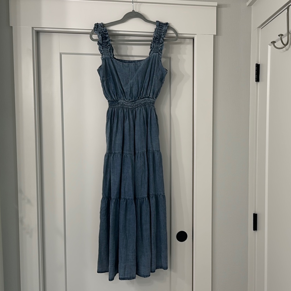 Easel Blue Tiered Maxi Dress